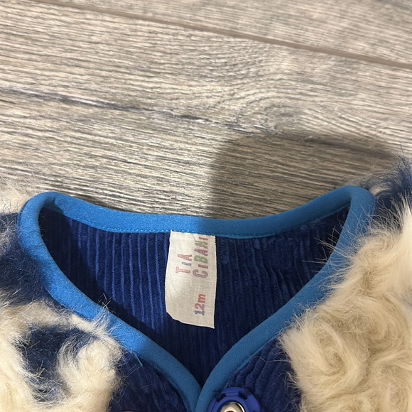 • TIA CIBANI • Padded Patchwork Reefer, Huron Mix
 Girls Blue and White 12 Month - Picture 4 of 5